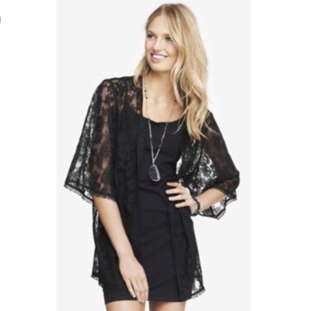 Express Black Lace Kimono